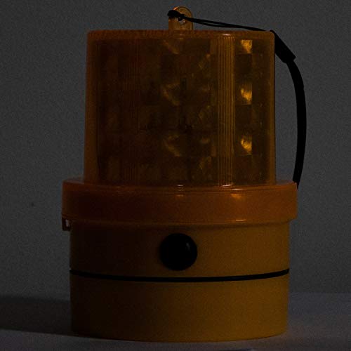 VULCAN Amber LED Emergency Warning Beacon - Portable - Magnetic and Battery-Operated - 24 LEDs - Photocell Technology - Operates in Low Light or Dark Conditions Only