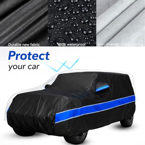 10-Layer Car Cover Compatible with Jeep Wrangler Cover Waterproof 4 Door All Weather,Sun Rain UV Dust Snow Protection,Full Exterior Car Cover with Door Zipper and Cotton Lining,Fit for CJ YJ TJ JK JL - size: Custom Fit for Jeep Wrangler 4 Door