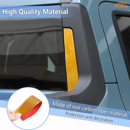 Aunginsy Rear Glass Side Anti-Scratch Cover Trim Compatible with Ford Maverick 2022-2025, Carbon Fiber Pickup Truck Rear Bucket Slot Side Anti-Scratch Cover Protective Pad Sticker Exterior Accessories - color: Yellow