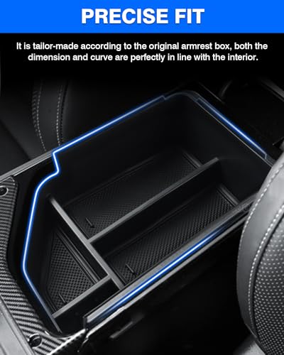 Autorder Center Console Organizer for 2022 2023 2024 2025 Kia EV6 Accessories Armrest Storage Box Secondary Insert Tray with Anti-slip Mat - size: 1PC Armrest Storage Box