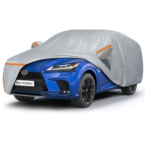 Car Cover for 2008-2026 Lexus RX/RX350/RX450H/RX500H, Waterproof Custom-fit All Weather Sun Rain UV Dust Snow Protection Outdoor Full Car Cover with Door Zipper and Cotton Lining-Grey - size: RX350 Cover