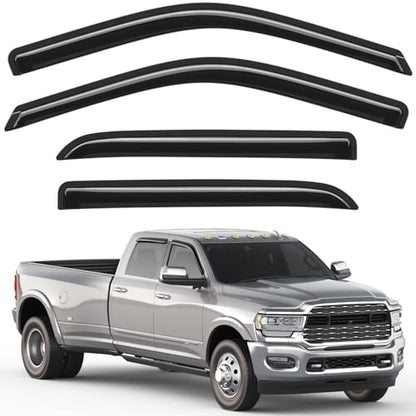 Out-Channel Window Rain Guards Fit for Dodge Ram 1500 2009-2024/2010-2025 Ram 2500 & 3500,Window Visors Vent Visors Vent Shades Wind Deflector Dark Smoke Car Tape-on with Thicker 4PCS - size: Fit for 09-24 Ram 1500/10-25 Ram 2500 & 3500