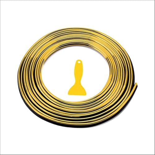 Car Interior Decorative Molding Door Panel Dashboard Gap Trim Strip 10ft (Chrome Gold) - color: Chrome Gold