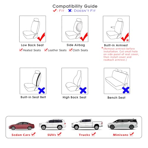 Champlus Car Seat Covers, Premium Leather Ultra Comfort and Thick 2 Front Seat Covers, Universal Fit Automotive Sedan Cars, SUVs, Trucks, Mini Vans, Airbag Compatible, Easy to Install - color: Black