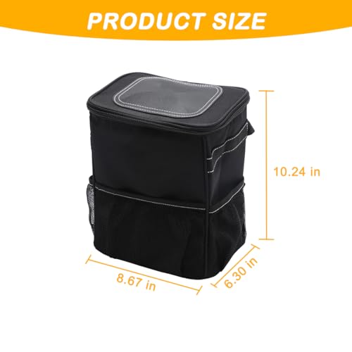 Car Trash Can with Lid and Storage Pockets, Leakproof Waterproof Vehicle Garbage Bin Organizer, Multipurpose Portable Auto Dustbin Container, Universal for SUV, Truck, RV