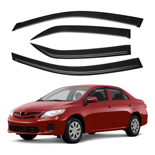 Canvcle Corolla Rain Guards - Window Visors for Toyota Corolla 2009-2013, Outside-Mount Tape-On Side Window Wind Deflectors for Corolla Accessories, Vent Visors Shades Rainproof 4PCS - size: Toyota Corolla 2009-2013