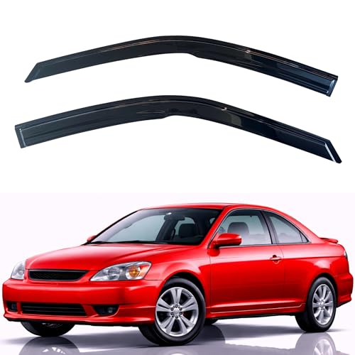 KPY Rain Guards Fit for 2001-2005 Honda Civic Coupe, Out-Channel Window Visors Vent Wind Deflectors 2PC, Car Accessories for 01-05 Civic Coupe (Coupe Only) - size: 2001-2005 Civic Coupe