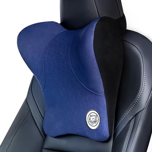 Car Neck Pillow for Driving Seat, Soft Memory Foam Headrest Pillow with Adjustable Strap and Removable Cover, Ergonomic Neck Support for Car, Office Chair, Gaming Chair – Blue - color: Blue, size: Pack of 1