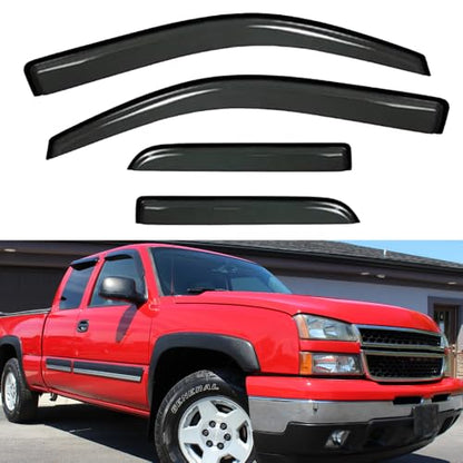 Wensdy 4pcs Side Window Wind Deflector Visors,Outside Mount Sun rain Guards for 1999-2006 Chevy Silverado/GMC Sierra 1500/2500/3500,2007 HD Classic Models Trucks with Ext. Cab 94044 - size: 99-06 Silverado/Sierra 1500 Ext Cab