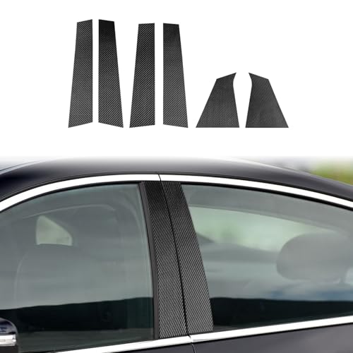 Black Carbon Flakes Compatible with Chevy/Chevrolet Malibu 2016-2025 2017 2018 2019 2020 2021 2022 2023 2024 Accessories Car B Pillar Side Windshield Outer Cover Exterior Trim Decal 6pcs - color: B-pillars