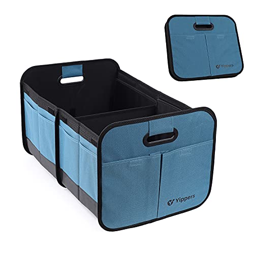 Long Pond Car Trunk Organizer, Storage for SUVs or Sedans, Foldable Cargo Containers with 9 Pockets and Reinforced Handles, with Non-Slip Bottom, Collapsible Storage for SUVs, Sedans, or Any Cars - color: Blue