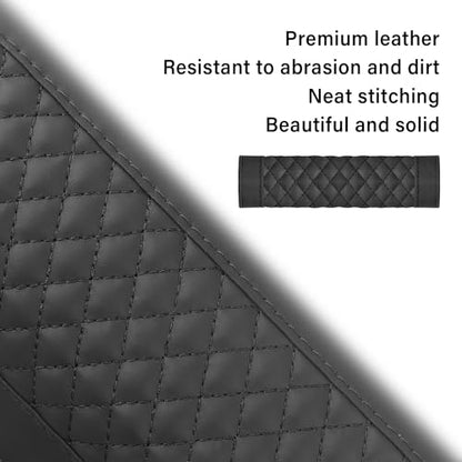 2PCS Car Seat Belt Cover Pad,Soft Leather Seatbelt Covers Breathable Seatbelt Cushion with Plaid Design,All Seasons Universal Car Interior Accessories Seat Belt Cover for Kids & Adults (Black) - color: Black