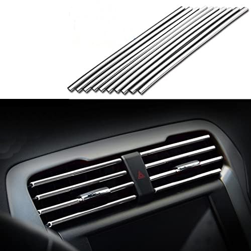 Car Air Conditioner Vent Outlet Trim Strip DIY Decoration Chrome Trim Strip Line Car Shiny Accessories 10PCS (Silver) - color: Silver