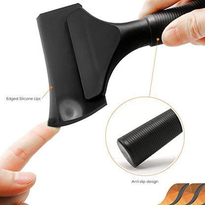 EHDIS Small Squeegee 5 inch Rubber Window Tint Windshield Scraper for Car,Glass, Mirror, Shower, Door,Bathroom Cleaning Ice Snow Scraper (Pure Black) - color: Pure Black