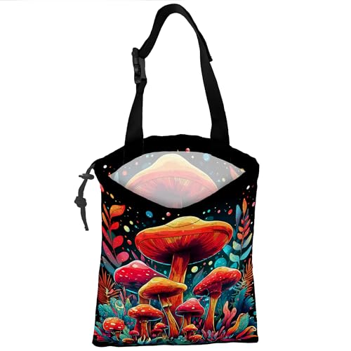 Car Trash Bag Hanging Colorful Mushrooms Car Trash Can for Back Seat Waterproof Car Trash Bin with Adjustable Straps and Drawstring for Car Accessories Vehicle Travelling Camping - color: Colorful Mushrooms