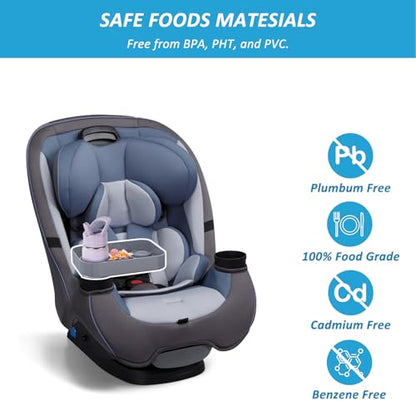 Kids Car Travel Tray Square for Car Snacks Tray, Car Seat Tray with Cup Holders for Stroller Snack Tray Travel Must Haves (Dark Gray) - color: Dark Gray