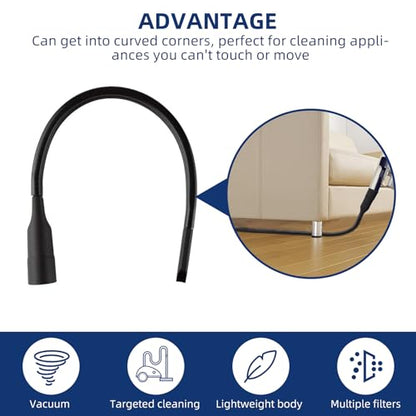 25" Flexible Vacuum Crevice Attachment Tool for Vacuum Hoses All 1-1/4" or 1-3/8" (32mm - 35mm) Flat Slot Nozzle Interface