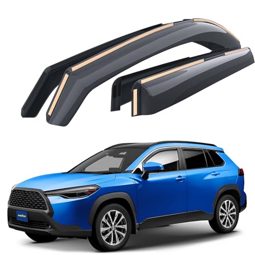 Goodyear Shatterproof in-Channel Window Deflectors Compatible with Toyota Corolla Cross 2022-2026, Rain Guards, Window Visors for Cars, Vent Deflector, Car Accessories, 4 pcs - GY007895 - color: For Corolla Cross 22-26