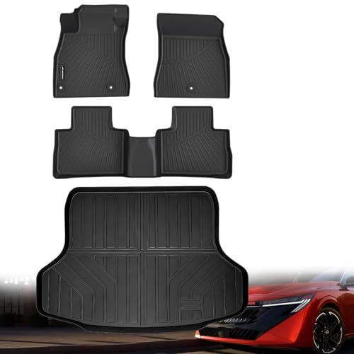 Floor Mats for All-New 2026 Nissan Sentra & Cargo Mat, TPE All Weather Protection Car 1st & 2nd Row Floor Liners with Trunk Mat Full Set Accessories,Black - size: 2026 Nissan Sentra