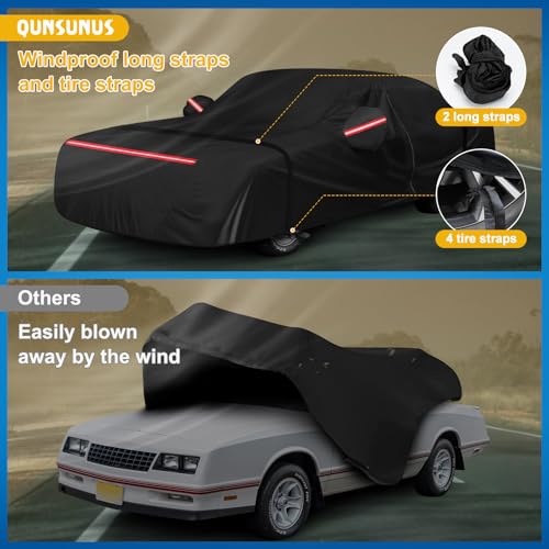 QUNSUNUS Car Cover for Chevy Monte Carlo 1970-1972 and 1978-1988, Waterproof Car Covers with Cotton Lining, All Weather Monte Carlo Cover with Straps and Zipper for Wind, Sun and Dust Protection - color: for Chevy Monte Carlo 1970–72&1978–88