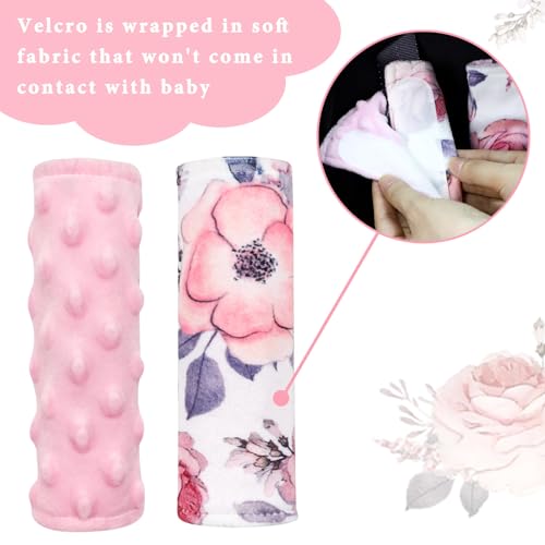 Car Seat Strap Cover for Babies, Soft Car Seat Belt Covers, Mink Car Seat Strap Shoulder Pads Girls, Pink Floral - color: Pink Floral
