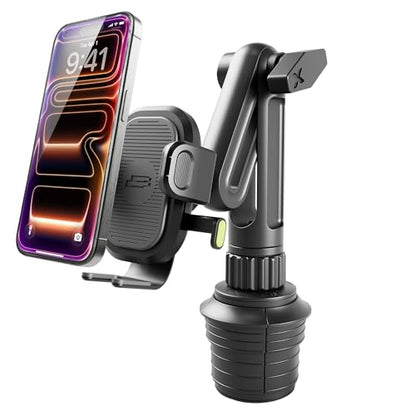 Bracketron OneClick Cup Phone Holder for Car - Universal Cup Holder Phone Mount, Fits Devices up to 4.2", 360° Rotation with Twist-Expand Base & Folding Support Legs