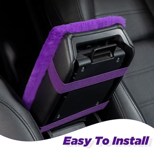 SEG Direct Auto Center Console Cover, Furry Car Armrest Cover, Soft Fluffy Middle Console Pad, Car Armrest Seat Box Cover for Women Men, Universal Fit for Most Vehicle, SUV, Truck, Car (Purple) - color: Purple