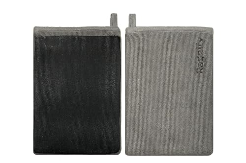 Pack of 2 Clay Mitt Auto Detailing Medium Grade Clay Bar Alternative Mitt for Flawless Removal of Surface Bonded Micro Contaminant (Gray) - color: Gray