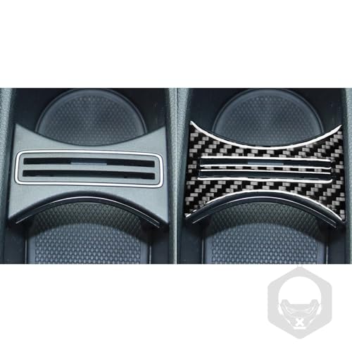 Real Carbon Fiber Center Armrest Water Cup Holder Divider Compartment Trim Panel Cover Interior Trim Sticker Cover Accessories Compatible with Benz CLA C117 2014-2018 GLA X156 2015-2019 Black - B - color: Center Armrest Water Cup Holder Divider Panel - B