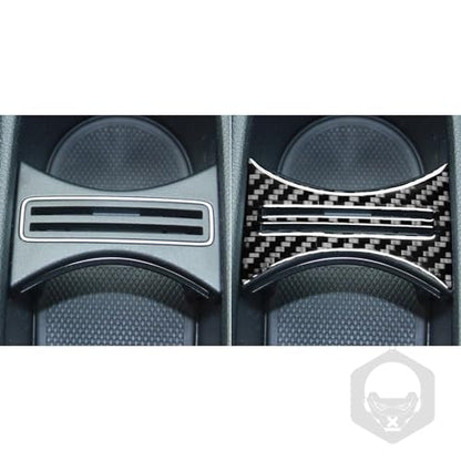 Real Carbon Fiber Center Armrest Water Cup Holder Divider Compartment Trim Panel Cover Interior Trim Sticker Cover Accessories Compatible with Benz CLA C117 2014-2018 GLA X156 2015-2019 Black - B - color: Center Armrest Water Cup Holder Divider Panel - B