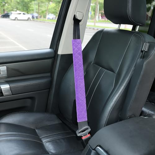 Amooca Soft Automotive Seat Belt Cover Seatbelt Shoulder Pad Neck Protector Cushions Universal Fit SUV Trucks Backpack Violet Extra Long 19.7in - color: Purple, size: 19.7in-1pc