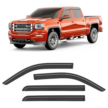 Extra-Thick Rain Guards Fit for Chevy Silverado/GMC Sierra 2014-2019 Crew Cab Window Rain Guard Extra Durable Window Deflectors Window Vent Visors Vent Shades Exterior Car Accessories - size: Fit for 2014-2019 Chevy Silverado/GMC Sierra