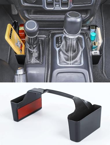 Savadicar GT-2 Shifter Storage Box, Gear Shift Side Tray, Center Console Organizer Compatible with 2018-2025 Jeep Wrangler JL JLU 4XE & Gladiator JT, Interior Storage Accessories, Black, 1 PC - size: Std, style: No Pattern