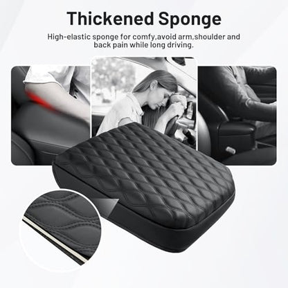 Autorder Center Console Cover for GMC Sierra/Chevy Silverado 1500 2019-2026 Accessories Armrest Cushion Cover Leather Middle Console Pad Armrest Pad Anti-Scratch(Bucket Seat Only) - size: 19-26 Chevy Silverado Wavy Texture