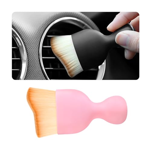 Osilly Car Detailing Brush, Auto Interior Soft Bristles Curved Cleaning Brush, Dust Collectors Dirt Removal Tool for Car Dashboard, Air Conditioner Vents, Leather, Computer, Scratch Free (Pink) - color: Pink