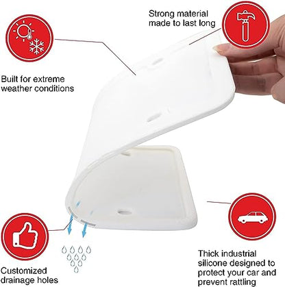 XCLPF Silicone White License Plate Frame Covers 1 Pack- Front and Back Car Plate Bracket Holders. Rust-Proof, Rattle-Proof, Weather-Proof (White) - color: 1 Pack White