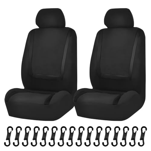 Car Seat Covers, Breathable Comfortable Automotive Seat Protectors, Anti-Slip 2 Front Seats Covers Airbags Compatible, Universal Washable Vehicle Accessories for Car, Truck, SUV (Black) - color: Black