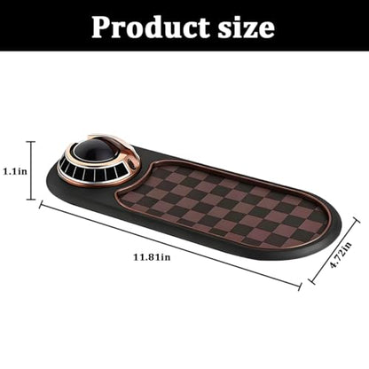 Car Dash Anti-Slip Pad, 3-in-1 Rotatable Dash Non-Slip Mat with Phone Holder & Temporary Parking Number, Multifunctional Dashboard Grip Mat for Key Gadgets, Universal Fit (Brown/Gold) - color: Brown/Gold