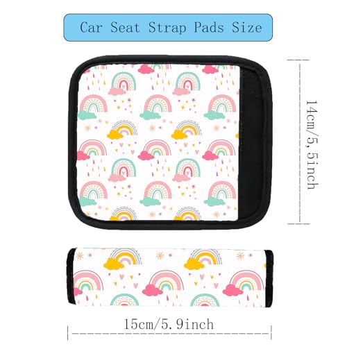 Kid's Seat Belt Cover Pad,Soft Shoulder Seatbelt Covers for Kid,Cute Toddler Seat Cushion (Rainbow) - color: Rainbow