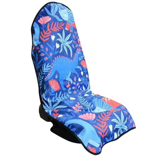 Waterproof Sweating Car Seat Cover for Post Gym Workout, Running, Swimming, Beach and Hiking, Universal Fit Non-Slip Bucket Seat Protector for Cars SUV Trucks, Machine Washable (Dinosaur) - color: Dinosaur