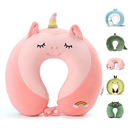Niuniu Daddy Neck Pillow for Traveling, Pure Memory Foam Travel Neck Support Pillows for Airplane, Car Headrest Sleep - Age 8+ Children Kids Including Adults - Unicorn Travel Pillow - color: Unicorn, size: 9-12 Y/O