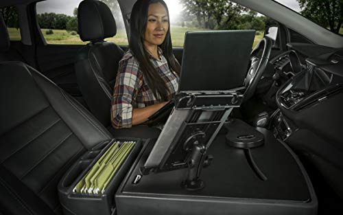 AutoExec Reach Car Desk for Your Vehicle Workstation and Mobile Office, Front Seat, Black with 400 watt Power Inverter and Tablet Mount - color: Black, style: 400 watt Power Inverter and Tablet Mount