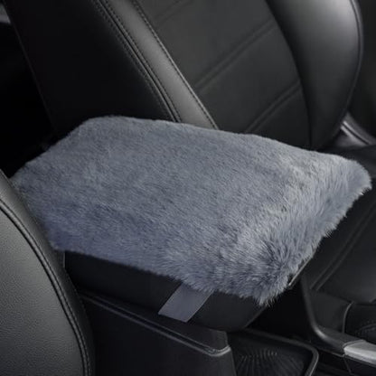 SEG Direct Auto Center Console Cover, Furry Car Armrest Cover, Soft Fluffy Middle Console Pad, Car Armrest Seat Box Cover for Women Men, Universal Fit for Most Vehicle, SUV, Truck, Car (Blue Gray) - color: Blue Gray