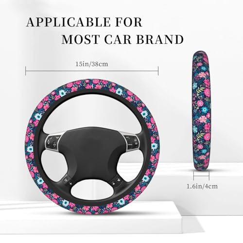 Colorful Flower Elastic Floral Steering Wheel Cover Universal 15 Inch - color: 7