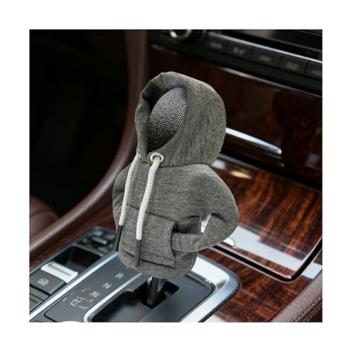 Car Gear Shift Hoodie, Mini Funny Fashionable Hooded Clothing Vehicle Gear Shift Knob Cover Stick Protector, Cute Automotive Shifter Decoration, Universal for SUV Sedan Truck (Gray) - color: Gray