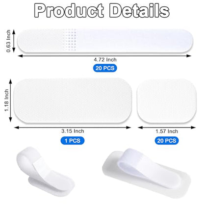 Cable Management Under Desk,Detachable Cable Management,Adjustable Hook and Loop Cable Ties,Reusable Cable Management Under Desk,Cable Clips Under Desk,20Pack(White) - color: White