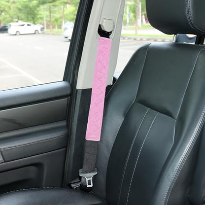 Amooca Soft Automotive Seat Belt Cover Seatbelt Shoulder Pad Neck Protector Cushions Universal Fit SUV Trucks Backpack Pink Extra Long 15.7in - color: Pink, size: 15.7in-1pc