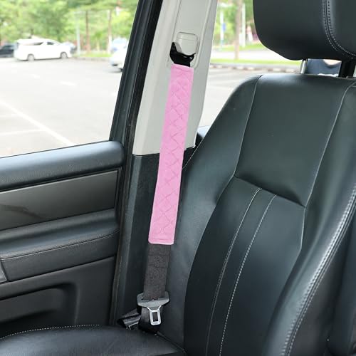 Amooca Soft Automotive Seat Belt Cover Seatbelt Shoulder Pad Neck Protector Cushions Universal Fit SUV Trucks Backpack Pink Extra Long 15.7in - color: Pink, size: 15.7in-1pc