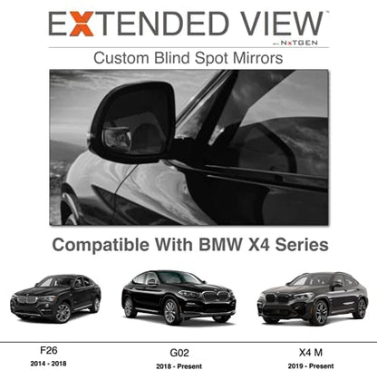 Blind Spot Mirrors- Compatible with BMW X4 Extended View, X4 Series - 2 Piece Set (Left & Right) - size: X4 Series