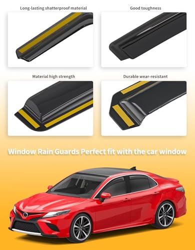 in-Channel Window Rain Guards Fit for Toyota Camry 2018 2019 2020 2021 2022 2023 2024 Extra Durable Window Visors Window Deflectors Vent Visors Vent Shades Car Accessories-4 pcs 2-Q14 - size: Fit for 2018-2024 Toyota Camry